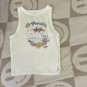 Hollister White Graphic Crop Top